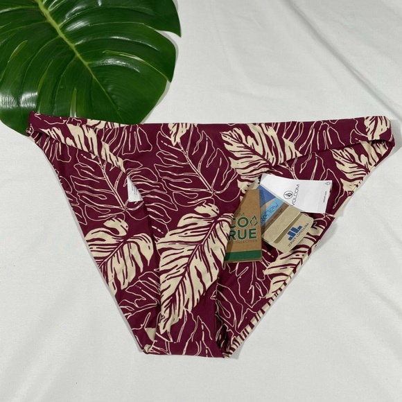NWT Volcom [ Large ] Palm Squad Bikini Swim Bottom‎ in Pomegranate - Picture 3 of 10